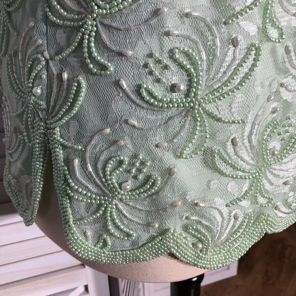 Vintage Beaded Sequined Blouse Lime Green XL - Picture 12 of 12